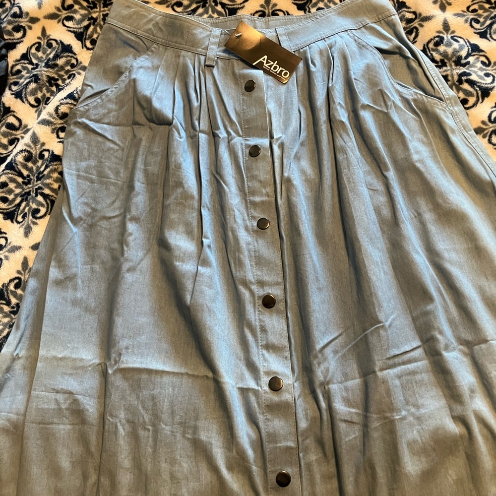 Azbro Women's Blue Midi Skirt